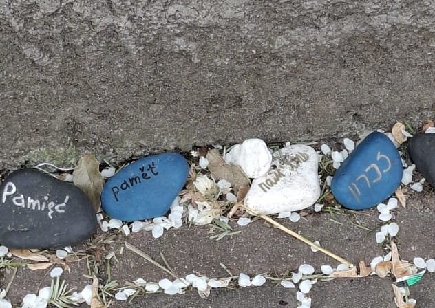 Memory stones at the sole surviving Krakow Jewish ghetto wall.