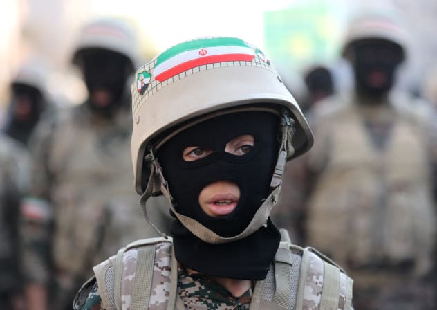 A member of Iranian militia forces (Basij) attends an anti-Israeli march in Tehran, Iran, January 10, 2025.