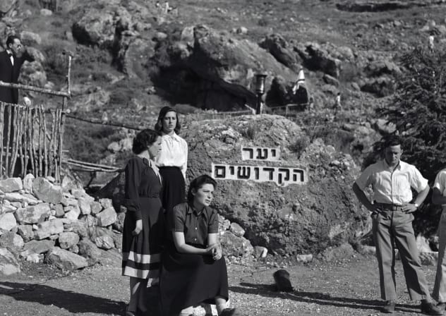Participants at a Holocaust remembrance ceremony during the planting of the Forest of the Martyrs in 1952.