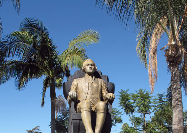 HAYM SALOMON played a pivotal role in financing the revolution.  Pictured: Salomon statue in Pan-Pacific Park, Los Angeles.