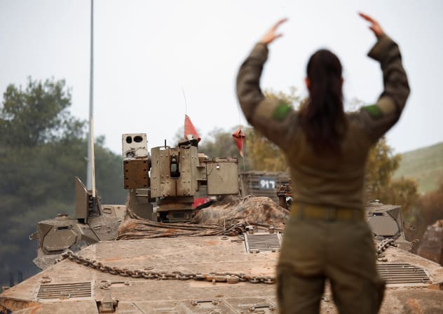 An armoured Israeli military vehicle operates inside Israel, near the Israel-Lebanon border, April 15, 2026.