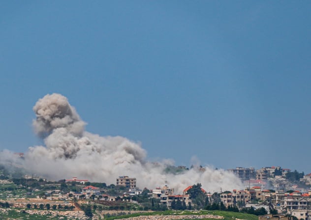 Smoke rises from southern Lebanon during an Israeli military operation, April 17, 2026.