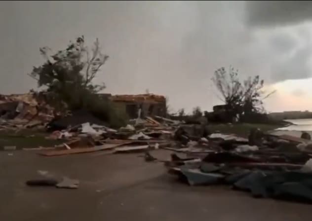 Screengrab of tornado aftermath in Enid, Oklahoma, April 24, 2026.