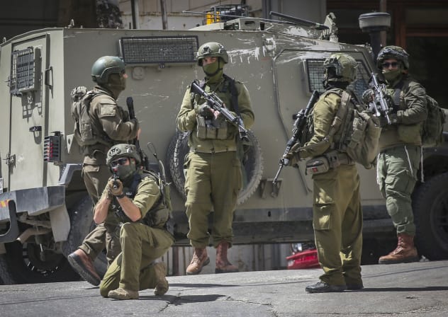 Israeli security forces operate during a raid in the West Bank city of Nablus, April 27, 2026
