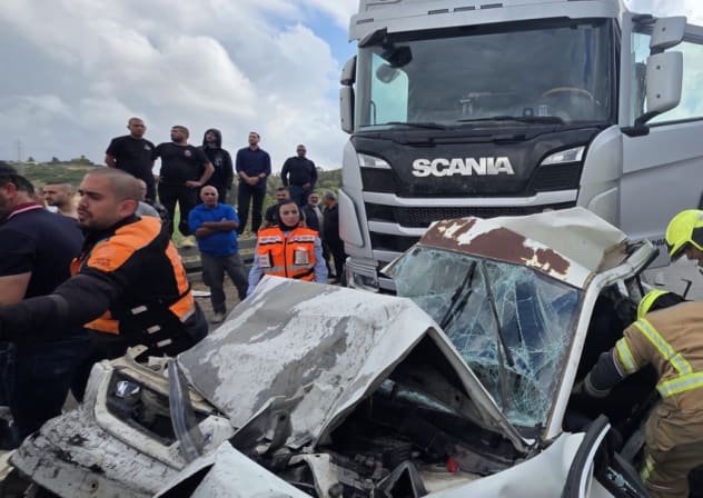 Scene of a major car accident on Highway 77 in northern Israel, May 3, 2026.
