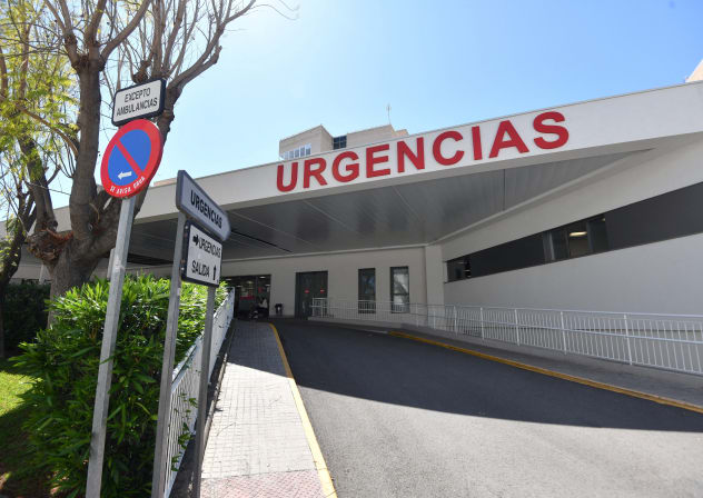 Exterior of the emergency unit area of Sant Joan university hospital where a woman with symptoms consistent with a hantavirus infection is being treated, according to local media, in Alicante, Spain May 8, 2026.