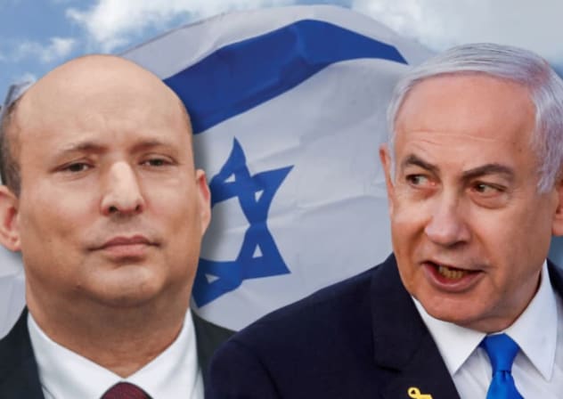 El primer ministro Benjamin Netanyahu y el ex primer ministro Naftali Bennett. (Imagen de archivo)