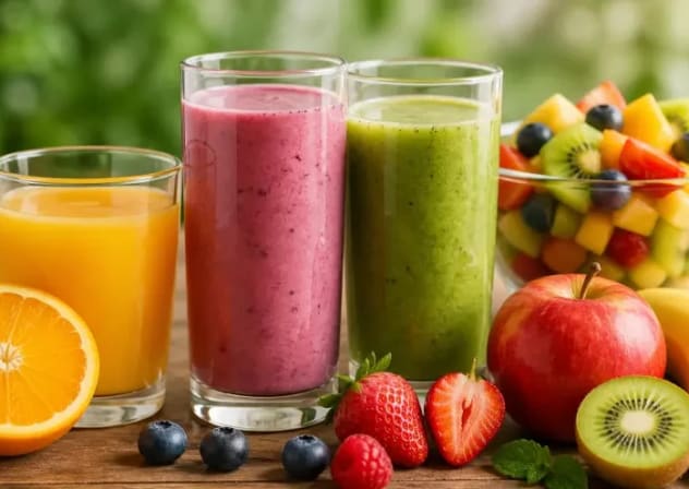 fresh fruits and juices
