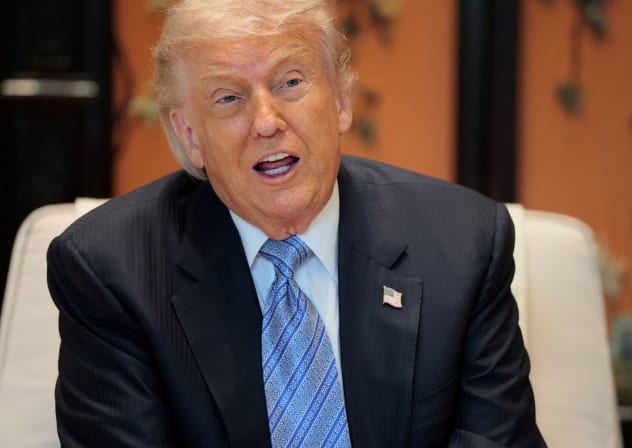 U.S. President Donald Trump speaks during a meeting with Chinese President Xi Jinping (not pictured) on the sidelines of a visit to the Zhongnanhai Garden in Beijing, China, May 15, 2026. 