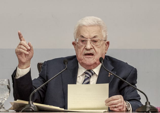 Palestinian president Mahmud Abbas delivers a speech during the eighth Fatah Conference in the West Bank city of Ramallah on May 14, 2026.