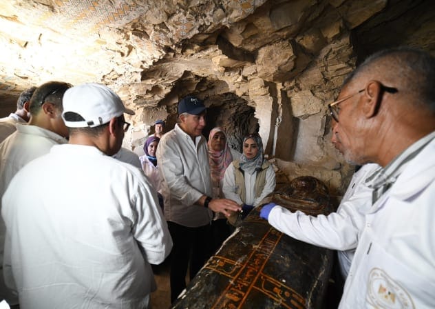 Ancient Egyptian wooden coffin found at  Draʻ Abu el-Naga’s necropolis site near Thebes, Egypt, May 19, 2026. 