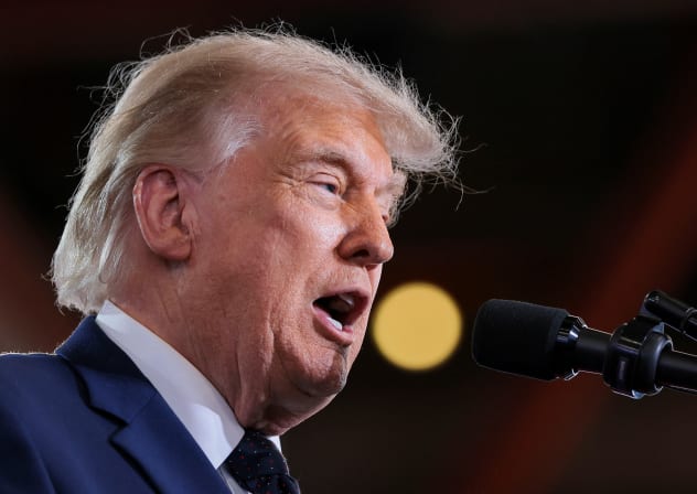 US President Donald Trump delivers remarks at Rockland Community College in Suffern, New York.
