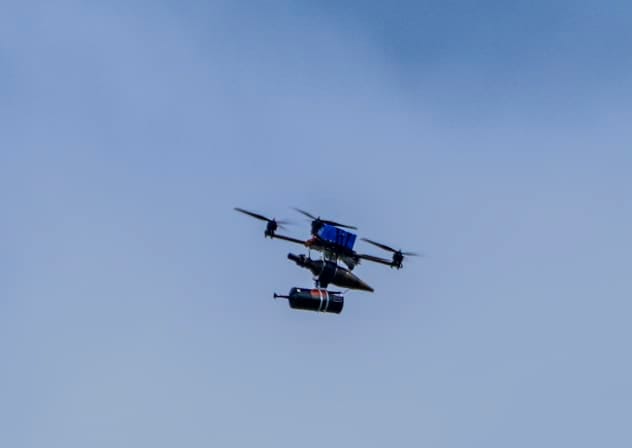 	 download high resolution download low resolution add to lightbox file name: F260519AMA12  File Size: 5440 KB  caption (en): An explosive drone launched by Hezbollah is seen near the Israeli border with Lebanon during a Hezbollah attack in northern Israel, May 19, 2026.