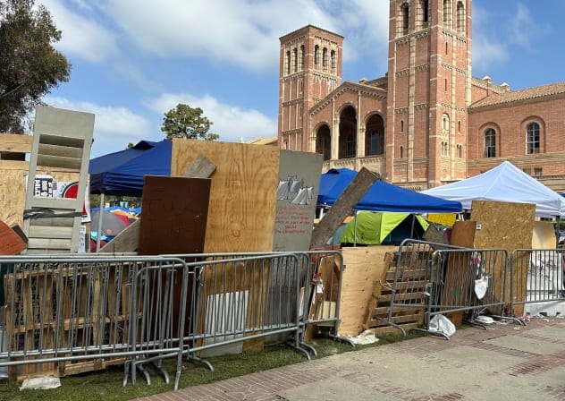 The pro-Palestinian encampment at UCLA was erected after the Oct. 7, 2023 attacks in Israel.