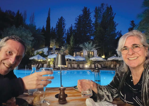 DINING POOLSIDE with wife Jody