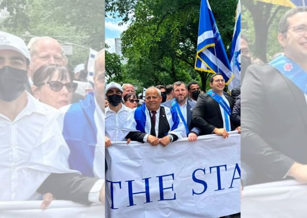 Heritage Minister Amichai Eliyahu takes part in the New York City Israel Day Parade on May 31, 2026. 