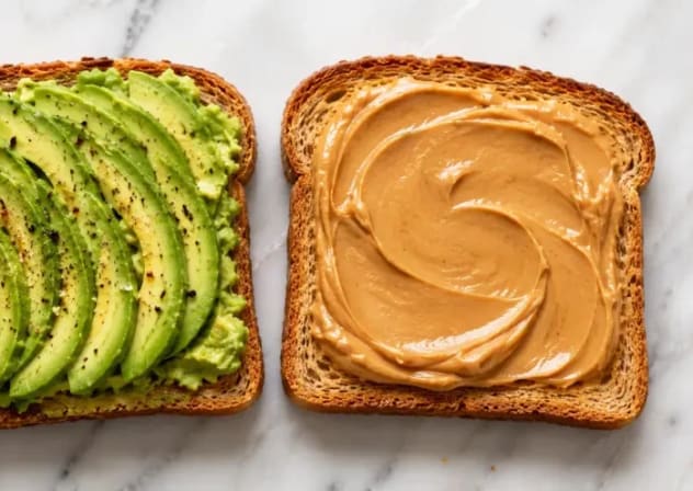 Avocado toast vs. peanut butter toast