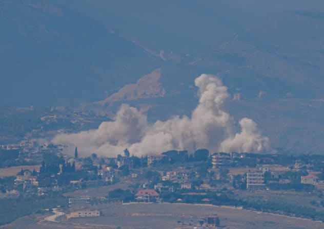 EXPLOSIONS AND smoke rise following Israeli airstrikes in southern Lebanon, as seen from the Israel-Lebanon border, June 01, 2026.