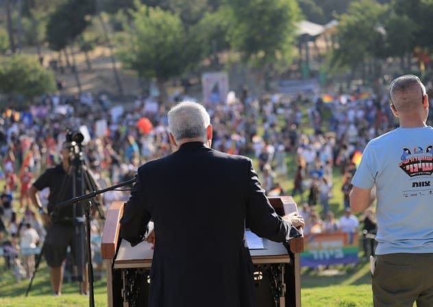 YAIR LAPID speaks at the 24th annual Jerusalem Pride Parade, June 4, 2026.