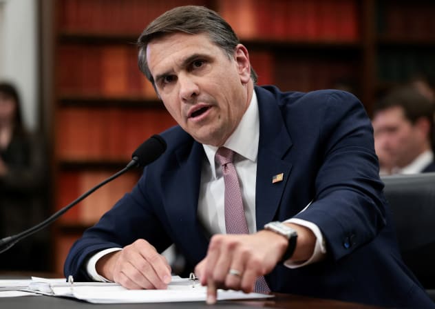 Acting US Attorney General Todd Blanche responds to US Rep. Madeleine Dean's (D-PA) question during his testimony before a House Appropriations Commerce, oversight hearing on the Department of Justice, on Capitol Hill, Washington, DC, US, June 2, 2026.  