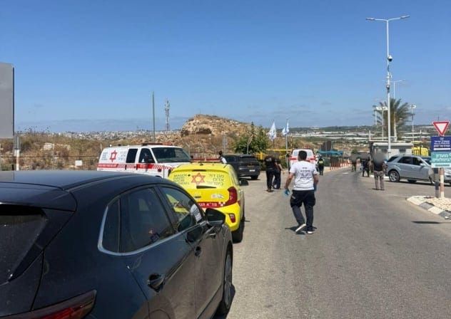 Drive-by shooting attack at Kochav Yair gas station, June 7, 2026.