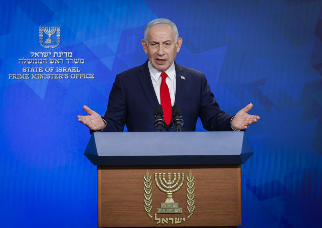 Israeli Prime Minister Benjamin Netanyahu holds a press conferene at the Prime Minister's office in Jerursalem, June 15, 2026.