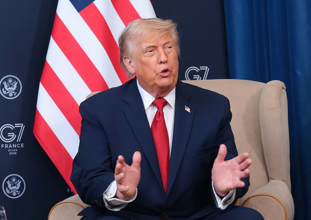US President Donald Trump speaks during a bilateral meeting with Egyptian President Abdel Fattah el-Sisi on the sidelines of the G7 Summit on June 17, 2026 in Evian-les-Bains, France.