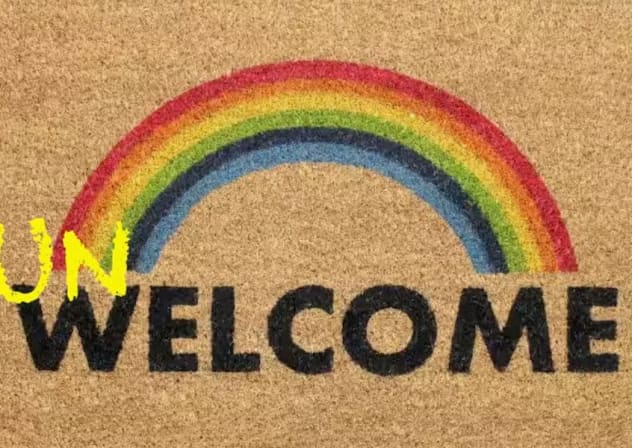 Rainbow unwelcome mat