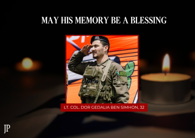 Lieutenant Colonel Dor Gedalia Ben Simhon, from Beit Hashita, commander of the 52nd Battalion, 'Iron Footsteps' (401) formation, fell in battle in southern Lebanon, aged 32 when he fell