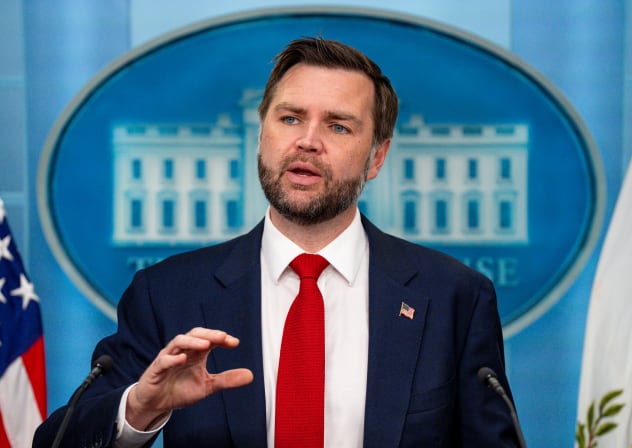  Vice President JD Vance Holds Press Briefing At The White House WASHINGTON, DC - JUNE 18: Vice President J.D. Vance speaks during a news conference in the Brady Press Briefing Room at the White House on June 18, 2026 in Washington, DC. Vance is expected to travel to Lucerne, Switzerland tomorrow fo