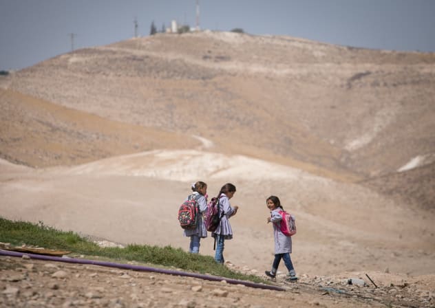 BEDOUIN STUDENTS seen in their bedouin village outside of the Israeli settlement of Kfar Adumim. September 25, 2017. 