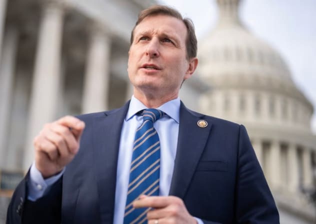 Rep. Dan Goldman talks with a reporter outside the U.S. Capitol on December 18, 2025