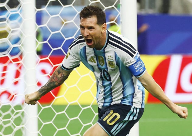 Argentina's Lionel Messi celebrates scoring their second goal in Argentina v Austria - Dallas Stadium, Arlington, Texas, US - June 22, 2026