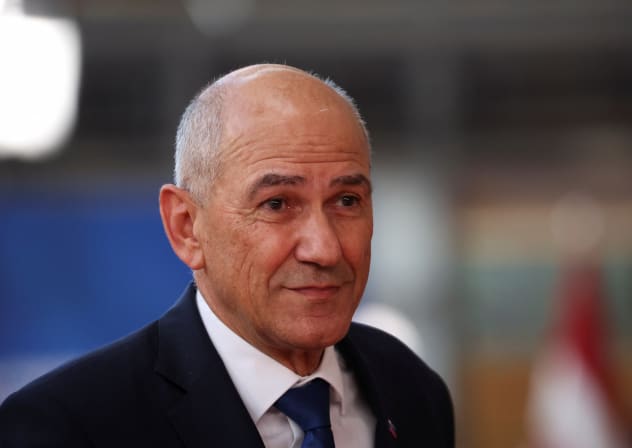 Slovenia's Prime Minister Janez Jansa arrives at a European Union leaders summit in Brussels, Belgium, June 18, 2026.
