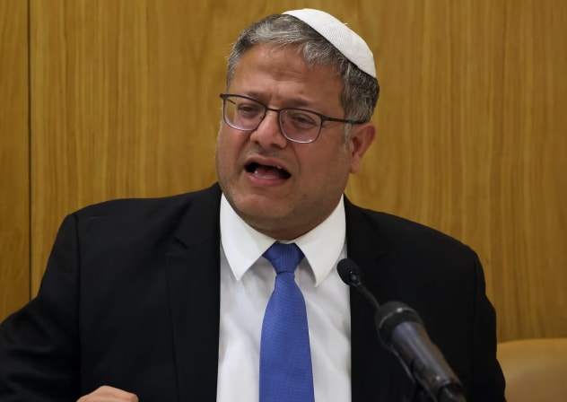 Israel's National Security Minister Itamar Ben-Gvir gives a statement during a party meeting at the Israeli parliament, the Knesset, Jerusalem, June 3, 2024. 