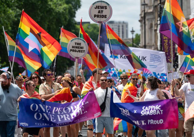 A general view of parade-goers during the Pride In London 2026 Parade.