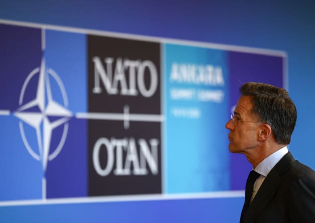 NATO Secretary General Mark Rutte looks on before meeting European Commission President Ursula von der Leyen and European Council President Antonio Costa on the sidelines of the NATO leaders' summit, in Ankara, Turkey, July 7, 2026.
