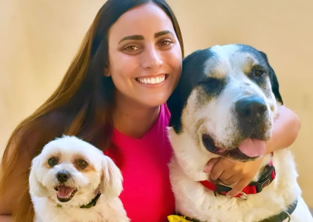 Adopt me Israel's Ela Sayag Lipman and her two adopted rescue dogs, Duda and  Namer.