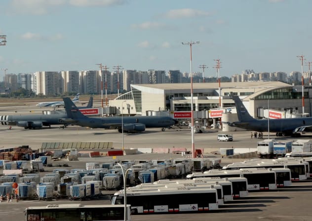 25 May 2026, Israel, Tel Aviv: US Air Force Boeing KC-135 Stratotanker aerial-refueling aircraft are seen on the tarmac at Ben Gurion Airport.