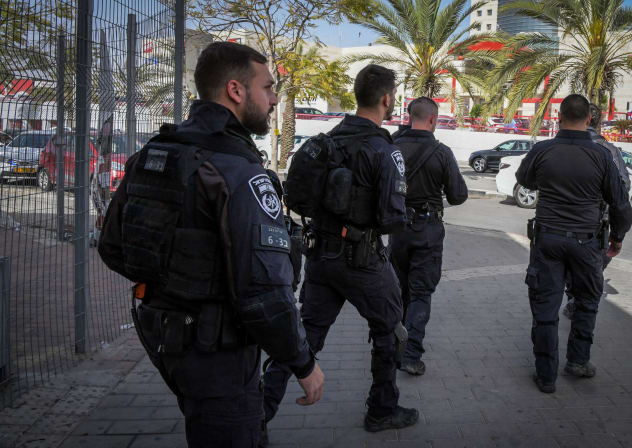 [FILE PHOTO] Police at the scene of a stabbing attack at the central bus station in Beer Sheva, southern Israel, on March 31, 2024. 