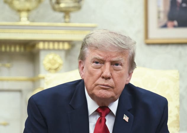 US President Donald Trump speaks during a meeting with Prime Minister of Iraq Ali al-Zaidi in the Oval Office of the White House in Washington, DC, on July 14, 2026.