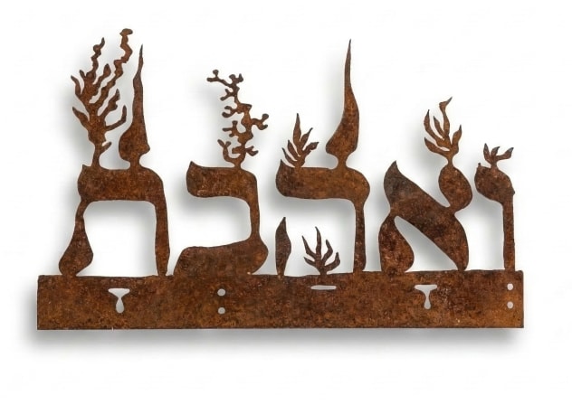 An iron sculpture symbolizing love, hope, healing, and the power of human connection.