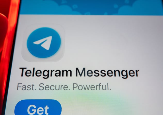 In this photo illustration a smartphone screen displays the logo of social media app and instant messaging service Telegram, on February 19, 2026 in Bath, England; illustrative
