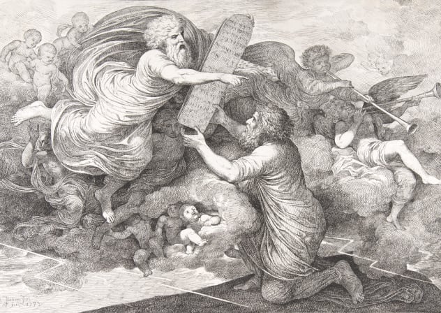 Moses on Sinai (Le tables de Loi judaique), 1773. Artist Simon Julien.