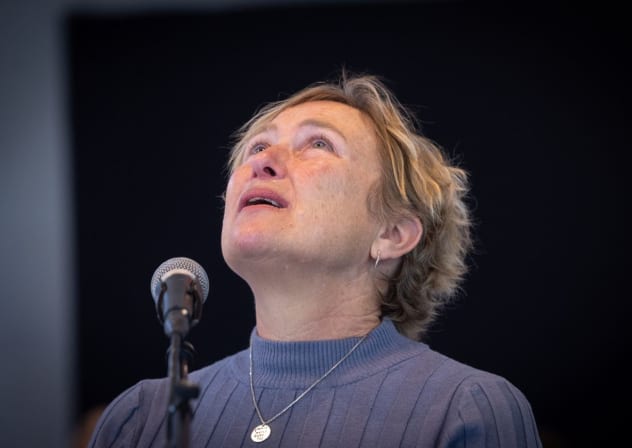 Iris Haim, the mother of Yotam Haim, who was shot by IDF troops after escaping from captivity in Gaza. 