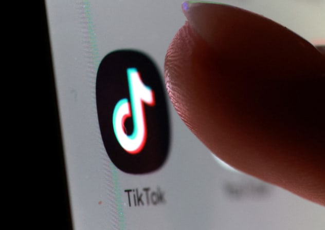 The TikTok app icon on a smartphone in this illustration taken October 27, 2025.