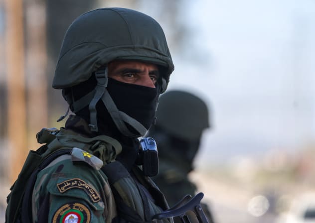 Palestinian security forces deploy at the Jenin camp for Palestinian refugees in the north of the West Bank on December 18, 2024.