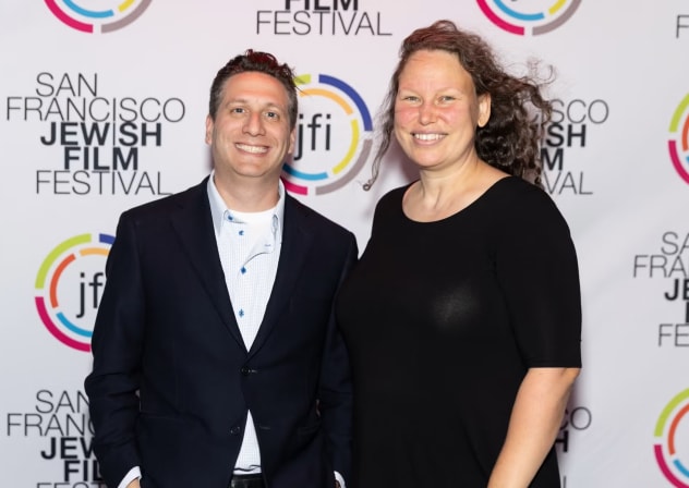 Director Rachel Israel, right, and producer Shai Korman arrive at the premiere of "The Floaters" during the 2025 San Francisco Jewish Film Festival,  Aug. 3, 2025.