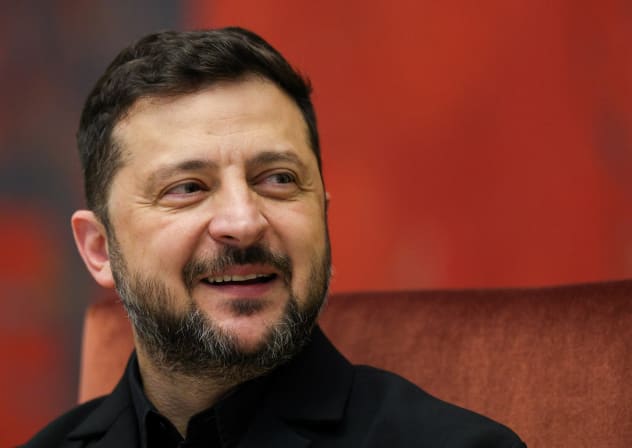 Ukrainian President Volodymyr Zelensky during a meeting with Serbian President Aleksandar Vucic in Belgrade, Serbia, August 8, 2026.