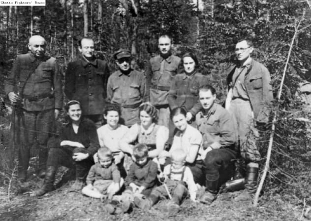 BIELSKI partisans and families. Lazar Engles stands third from the left.